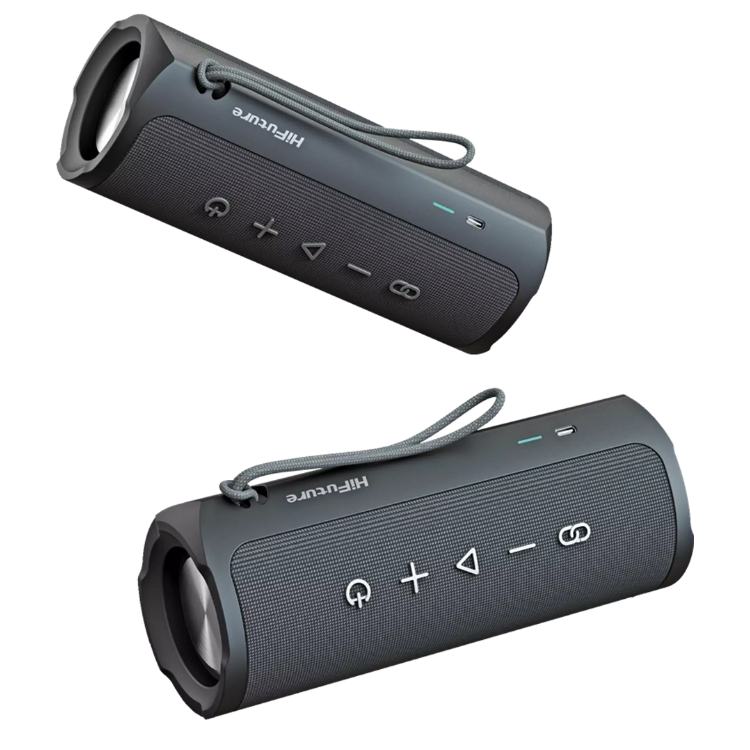 HiFuture Ripple 30W portable Bluetooth speaker, black, with buttons and strap.