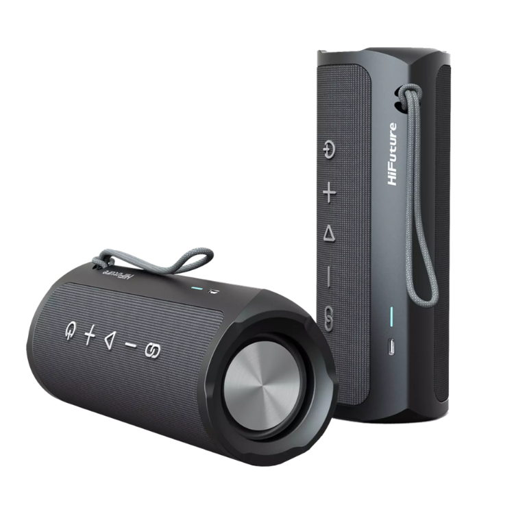 HiFuture Ripple 30W portable speaker, black, with buttons and strap.