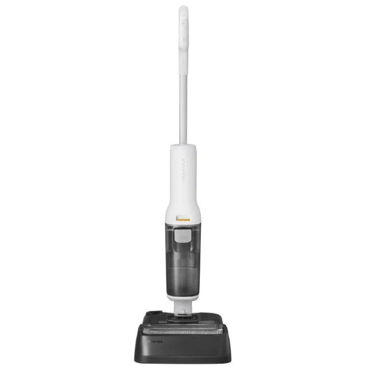 Roborock F25 RT Branco upright vacuum cleaner on charging dock