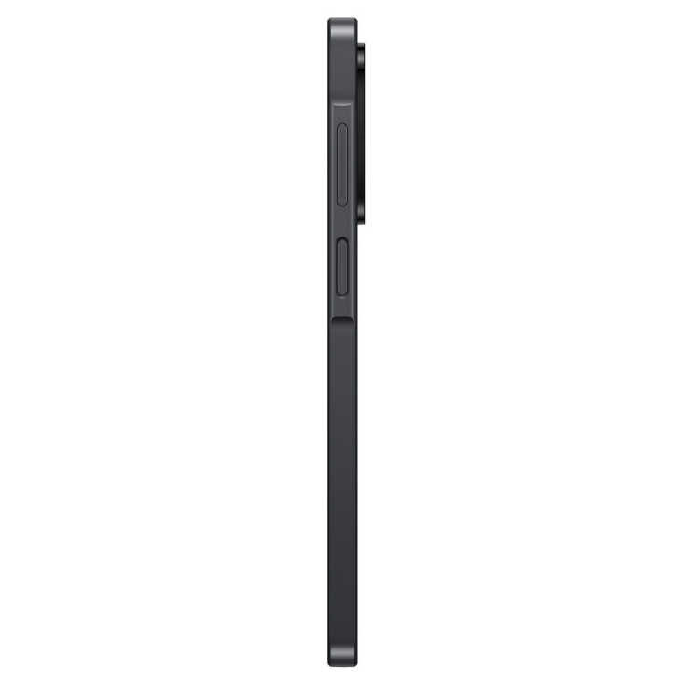 Samsung Galaxy A17 preto, lado direito com botões, perfil fino de 7.5mm.