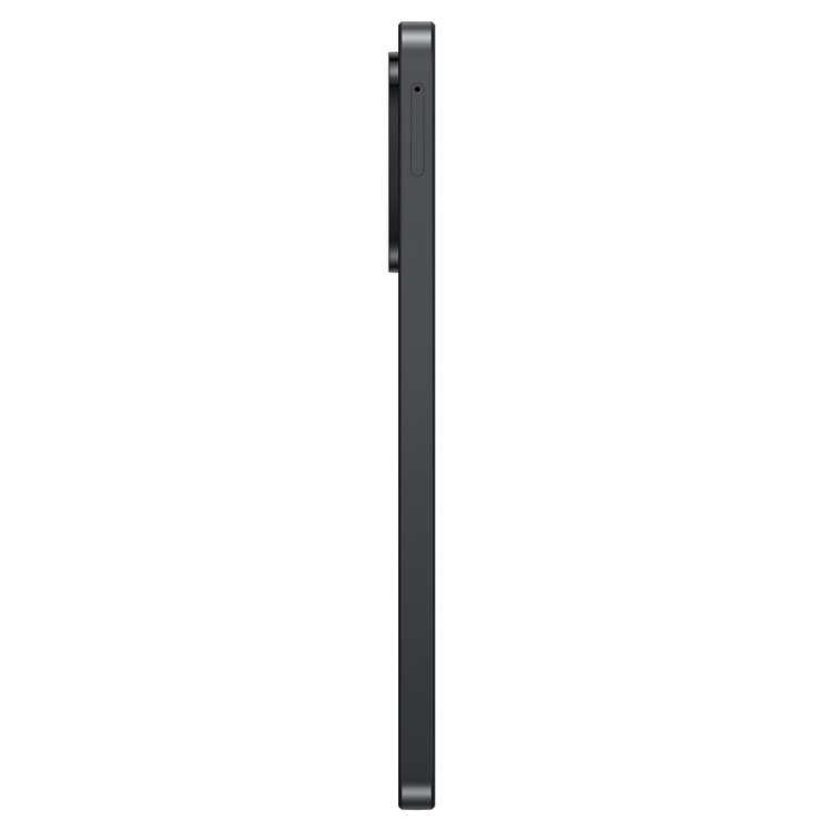 Samsung Galaxy A17 preto, lado direito, 4GB/128GB, Dual Sim, smartphone fino com 7.5mm de espessura.