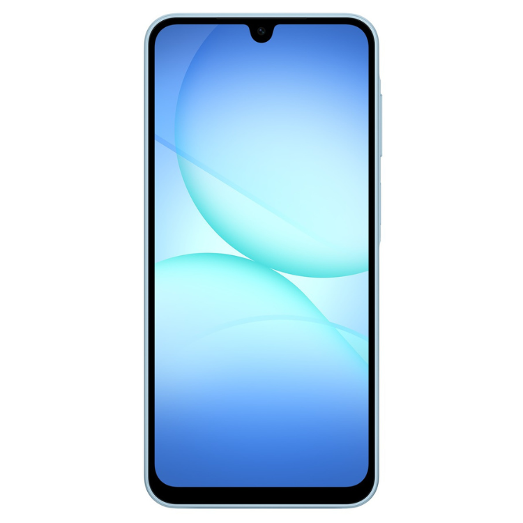 Smartphone Samsung Galaxy A17, azul claro, 6.7 polegadas, 4GB/128GB.