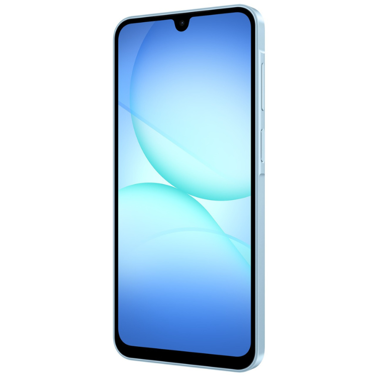 Smartphone Samsung Galaxy A17, azul claro, 6.7 polegadas, 4GB/128GB.