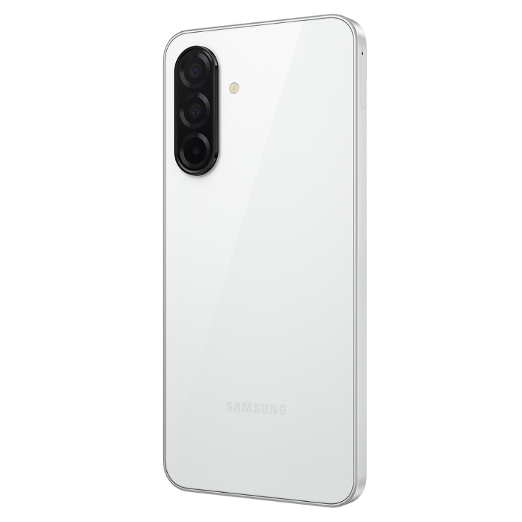 Samsung Galaxy A26 5G branco, 8GB/256GB, câmera tripla na parte de trás.