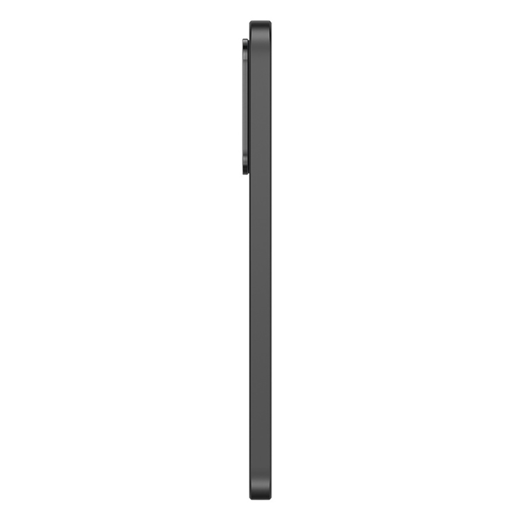 Samsung Galaxy A36 5G preto, lado direito com detalhes de câmera e botão de volume.