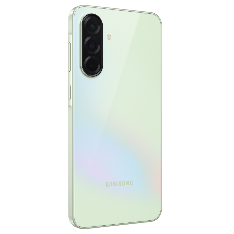 Samsung Galaxy A36 5G, verde lima, 6GB/128GB, dual sim, câmera tripla, logotipo Samsung na parte inferior.