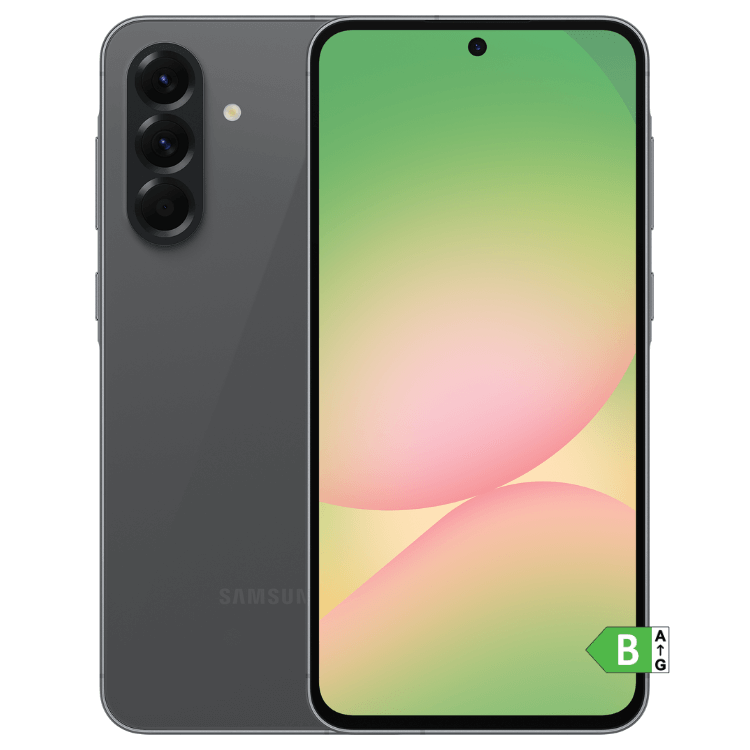 Smartphone Samsung Galaxy A56 5G 8GB/128GB preto, com três câmaras e ecrã colorido.