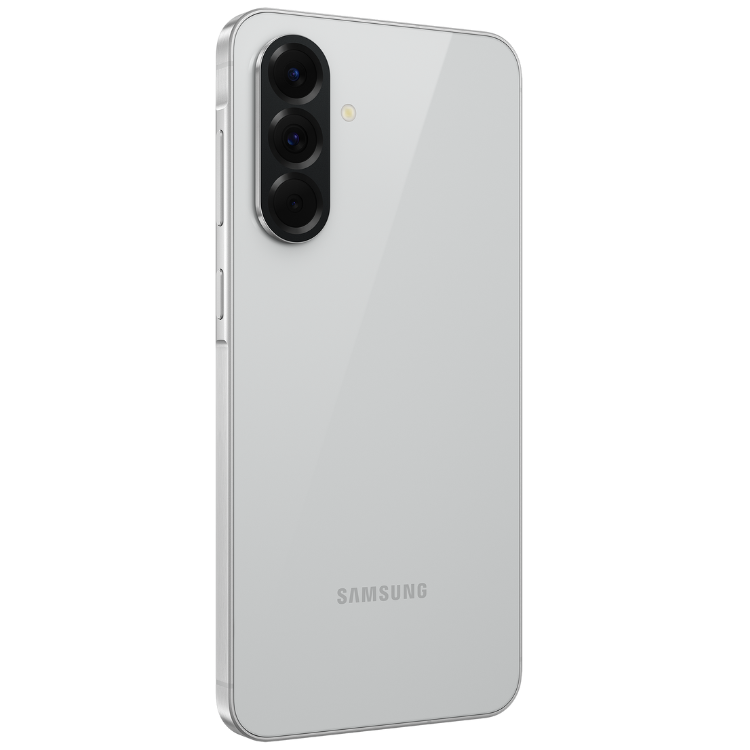 Samsung Galaxy A56 5G cinzento, smartphone com câmaras triplas.