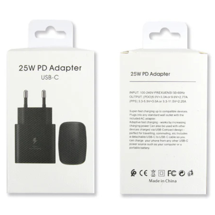 Carregador Fast Charge Compativel EP-TA800NW 25w PD USB-C Preto