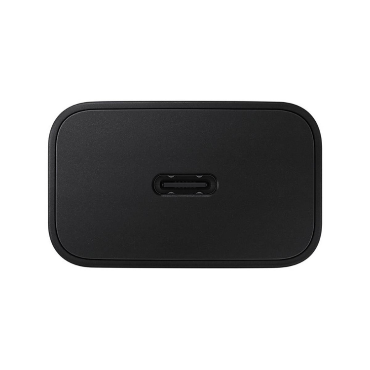 Carregador Samsung Fast Charge USB-C 15W preto com conector USB-C.