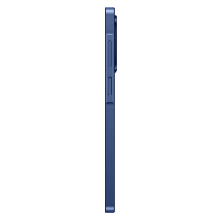 Samsung Galaxy A17 5G, azul, lado direito com botões e câmara.