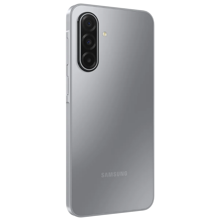 Samsung Galaxy A17 5G cinzento, smartphone com três câmaras verticais e logotipo SAMSUNG na parte inferior.
