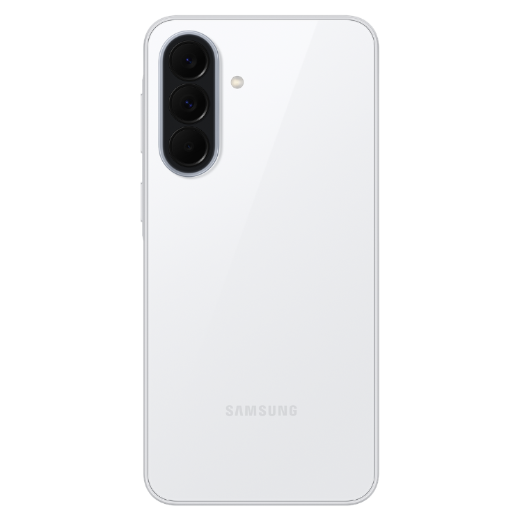 Samsung Galaxy A37 5G branco, 3 câmaras traseiras verticais e logotipo SAMSUNG.