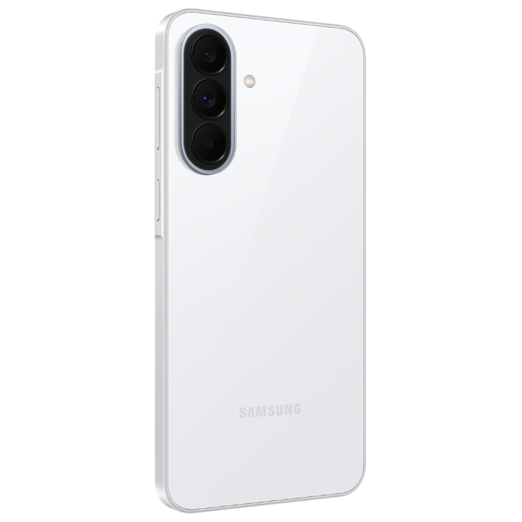 Samsung Galaxy A37 5G branco, 3 câmaras traseiras verticais e logotipo SAMSUNG.