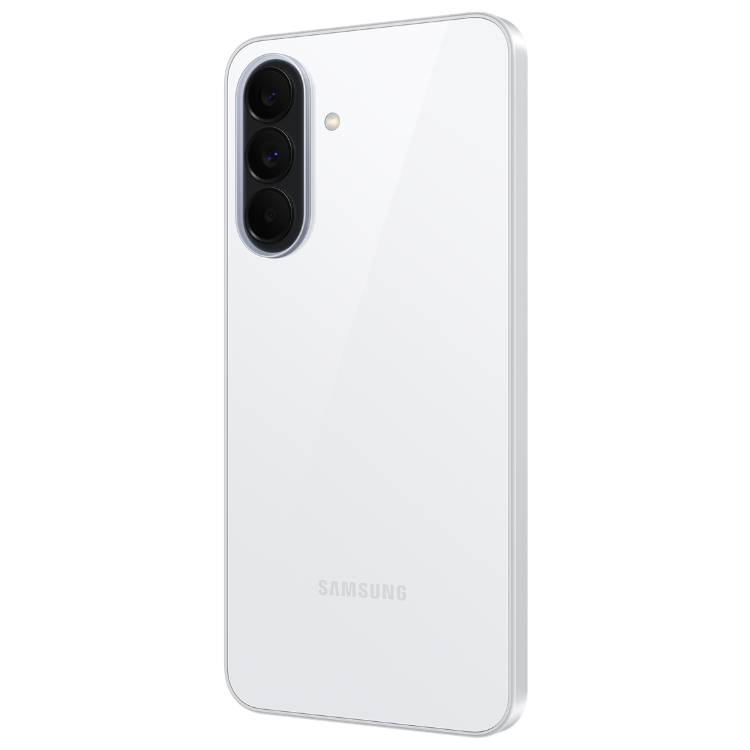 Samsung Galaxy A37 5G branco, 3 câmaras traseiras verticais e logotipo SAMSUNG.