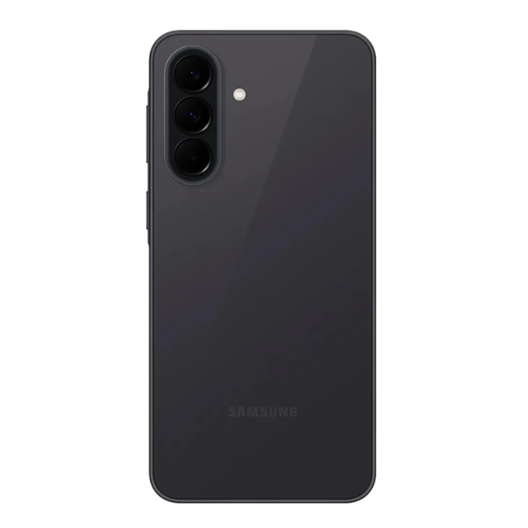 Samsung Galaxy A37 5G preto, com três câmaras verticais e marca SAMSUNG na parte inferior.