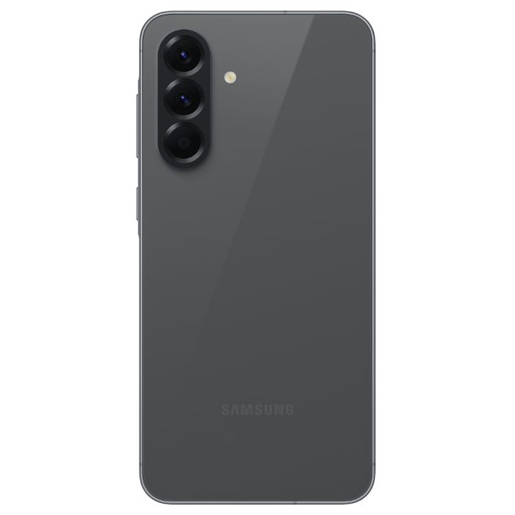 Samsung Galaxy A56 5G, costas do telemóvel em grafite, câmaras triplas verticais à esquerda.