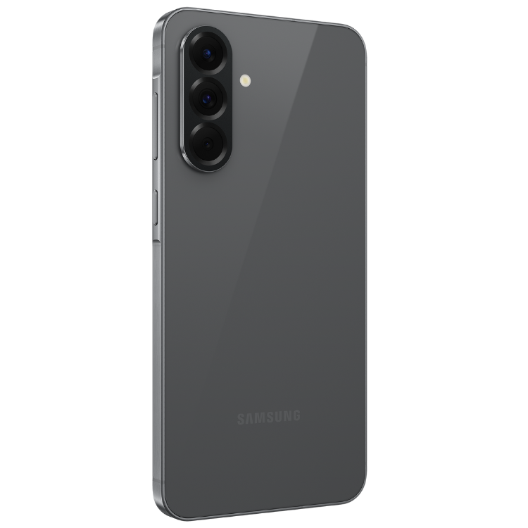 Samsung Galaxy A56 5G, grafite, 8GB/256GB, câmaras triplas, logotipo Samsung na parte inferior.