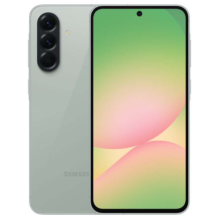 Samsung Galaxy A56 5G, verde, 8GB/256GB, dual sim, três câmeras traseiras e ecrã colorido.