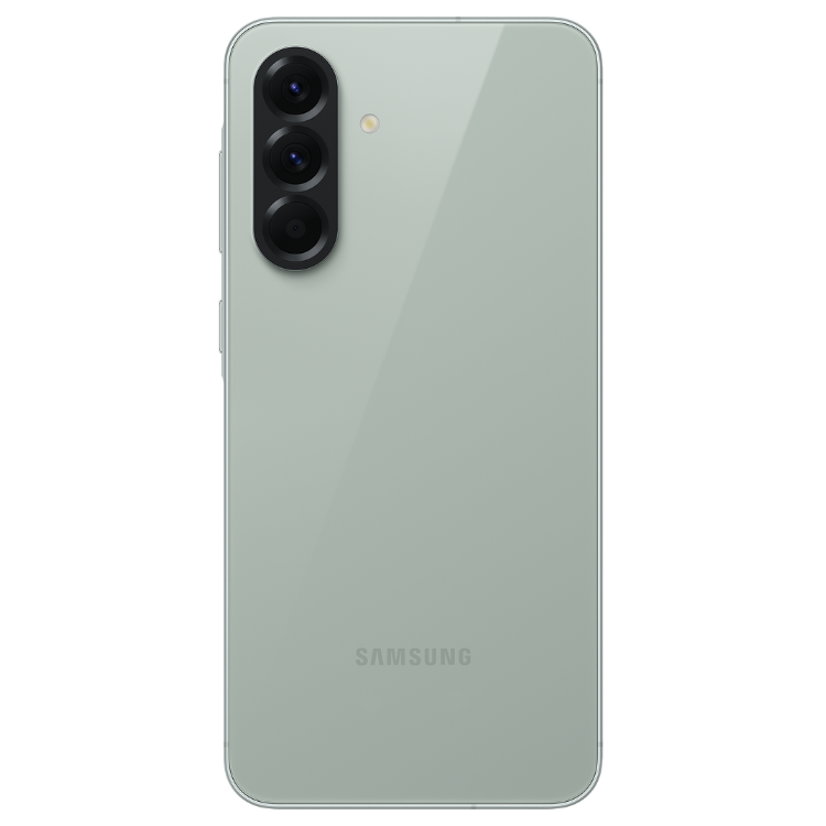 Samsung Galaxy A56 5G, verde, 3 câmaras traseiras, logotipo Samsung.