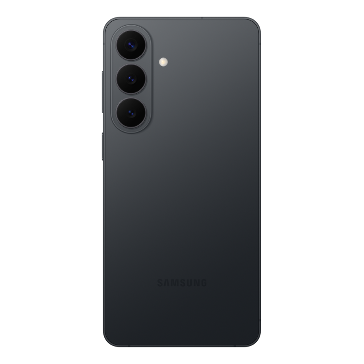 Samsung Galaxy S26+ preto, com três câmaras na parte superior esquerda e logotipo SAMSUNG na parte inferior.