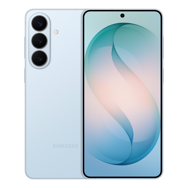 Samsung Galaxy S26, azul, 12GB/256GB, 5G, Dual Sim, ecrã ligado e costas com câmeras triplas.