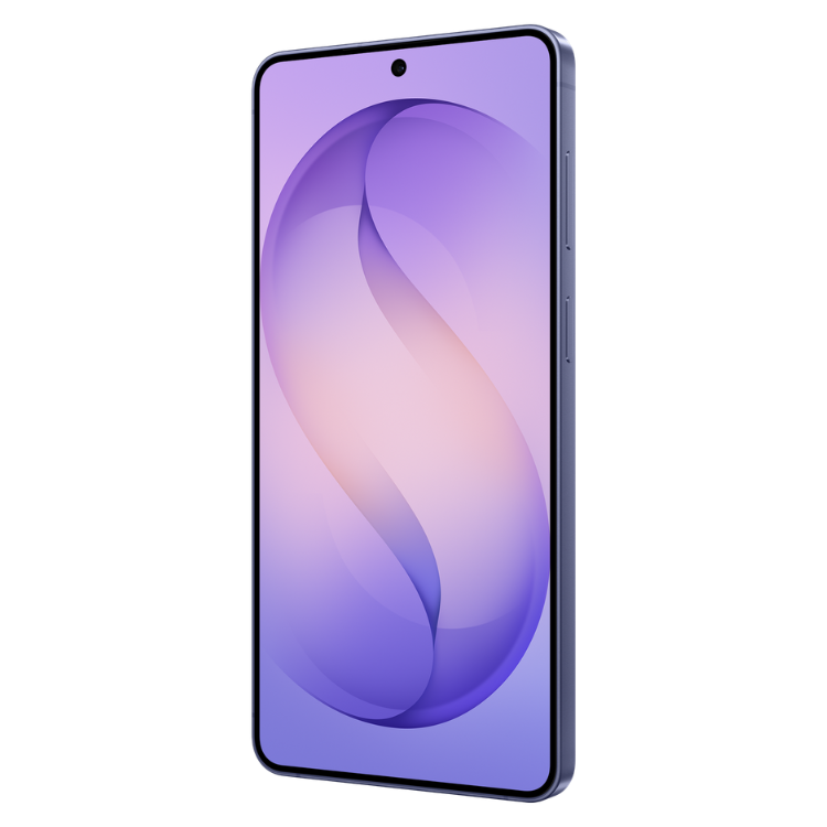 Samsung Galaxy S26+ violeta, smartphone 5G com ecrã ligado.