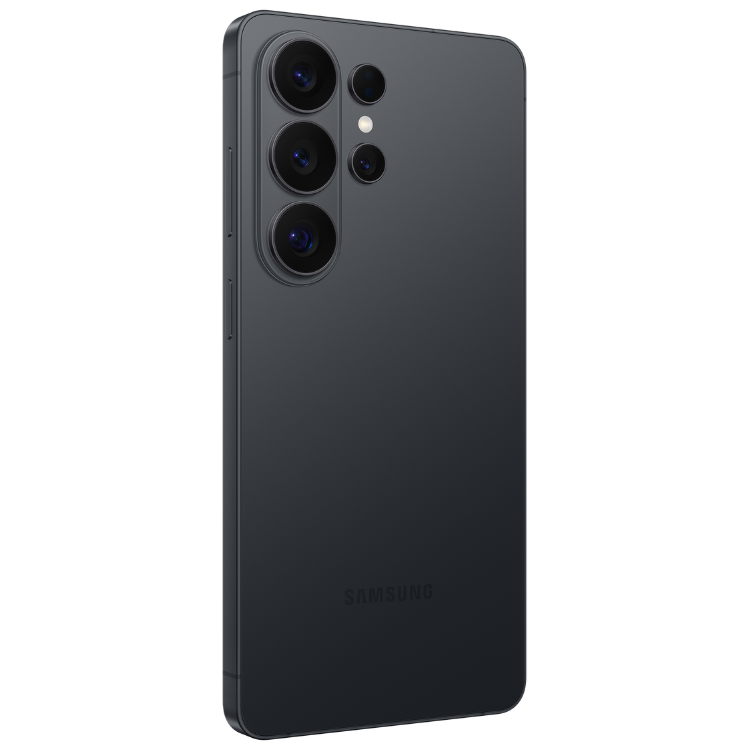 Samsung Galaxy S26 Ultra preto com quatro câmeras traseiras.