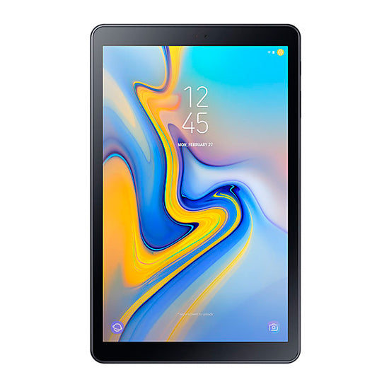 Tablet Samsung Galaxy Tab A 10.5 cinzento, ecrã multicolore.
