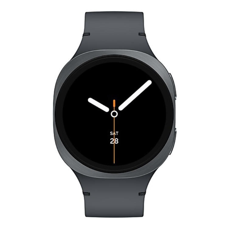 Smartwatch Samsung Galaxy Watch 8 cinzento 40mm com ecrã preto e pulseira cinzento.