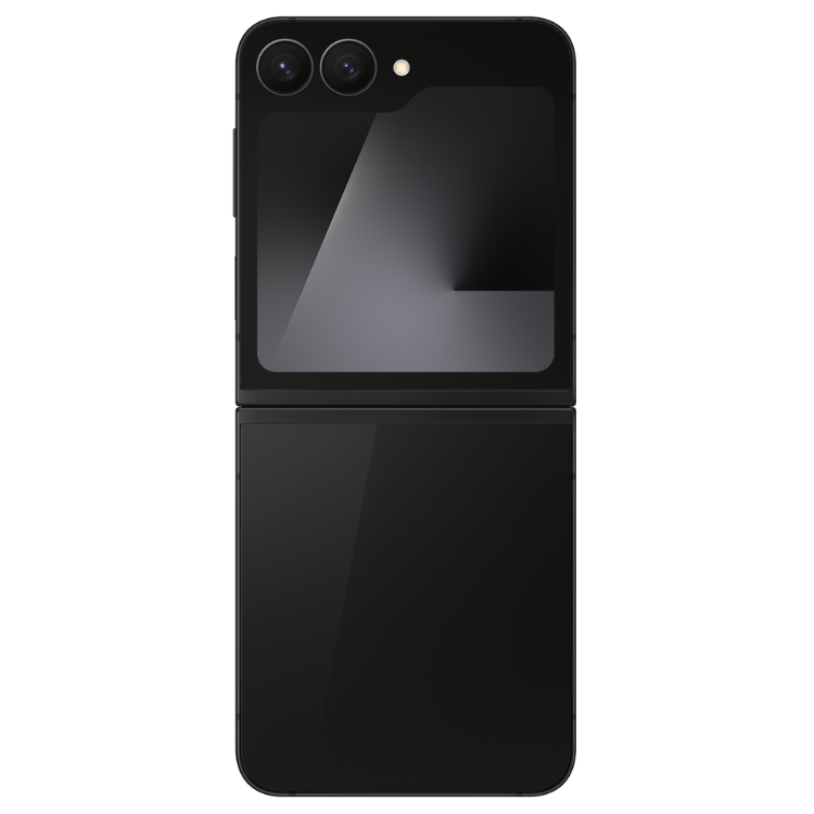 Smartphone Samsung Galaxy Z Flip7 FE 5G preto, dobrável, câmara dupla.