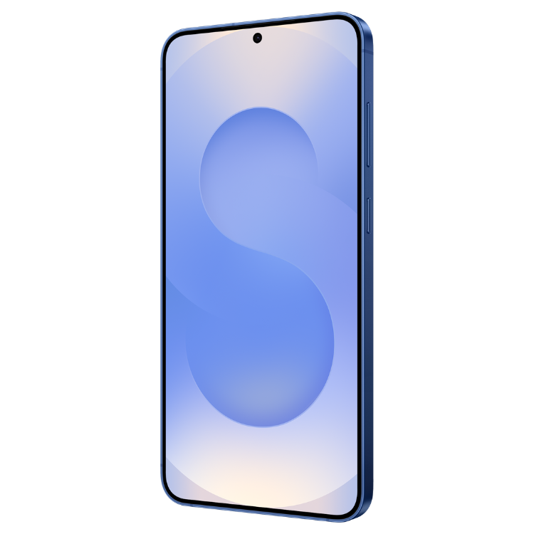 Smartphone Samsung Galaxy S25 FE 5G azul com ecrã de 6.7 polegadas e design moderno.