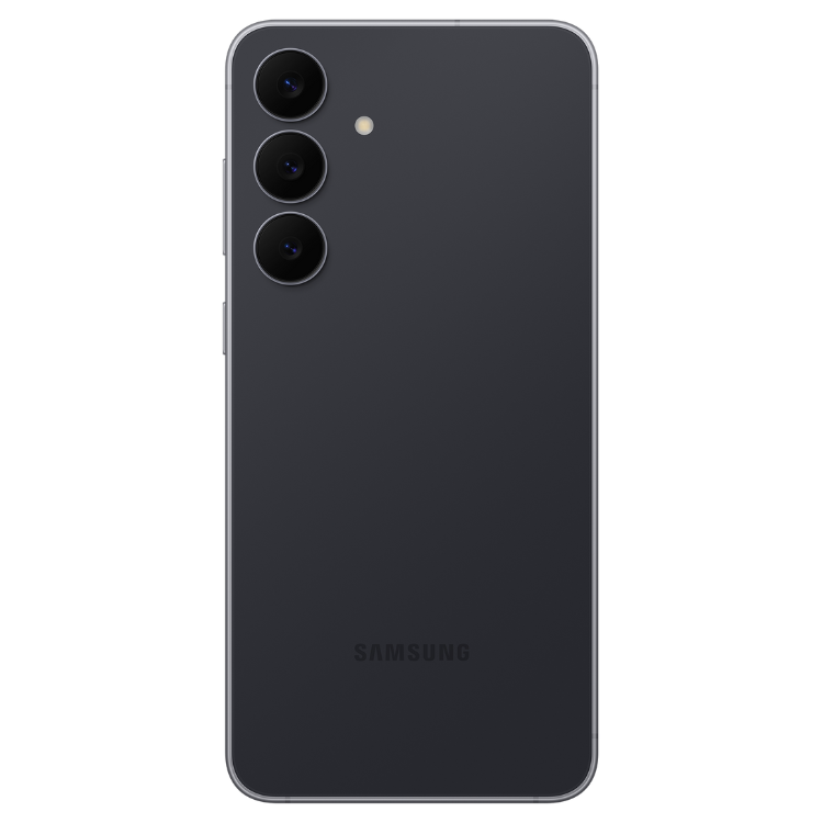 Samsung Galaxy S25 FE 5G preto, três câmeras e flash na parte superior esquerda.