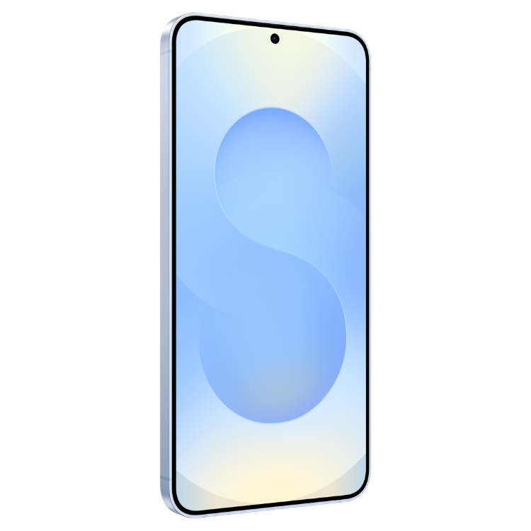 Samsung Galaxy S25 5G, azul gelo, smartphone com ecrã de grandes dimensões.