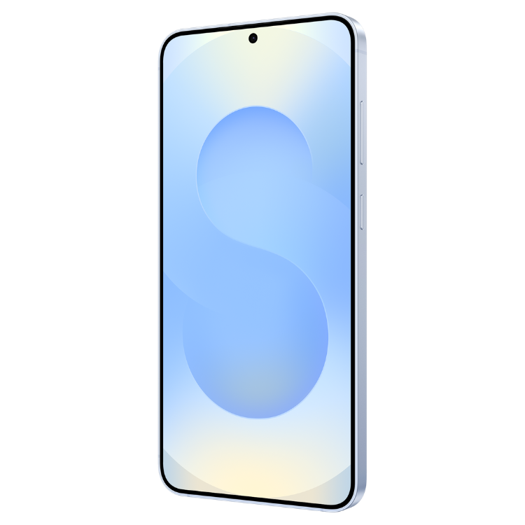 Samsung Galaxy S25, azul, smartphone com ecrã Dynamic AMOLED 2X de 6.2 polegadas.