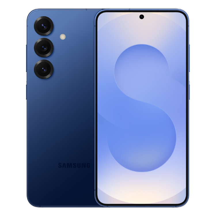 Samsung Galaxy S25+ S936 5G 12GB/256GB Dual Sim, azul marinho, com três câmeras traseiras e ecrã ligado.