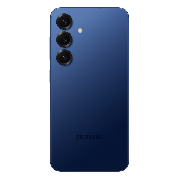 Samsung Galaxy S25 5G 12GB/256GB, azul marinho, três câmeras verticais na parte de trás.