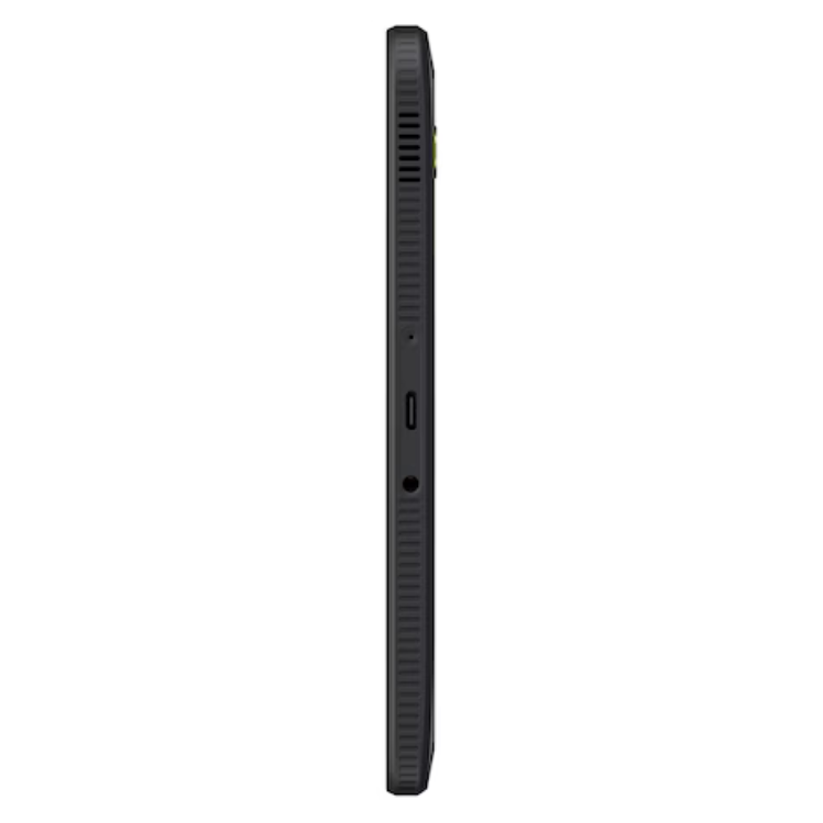 Tablet Samsung Tab Active 5 Pro lateral preto com detalhes verdes.
