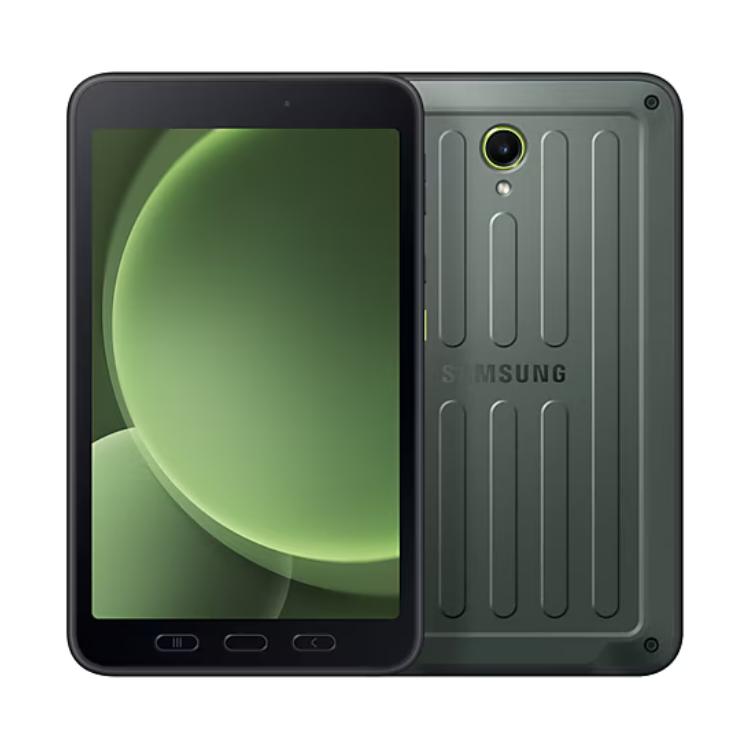 Tablet Samsung Tab Active 5 X300 6GB/128GB Wi-Fi verde, frente e verso.
