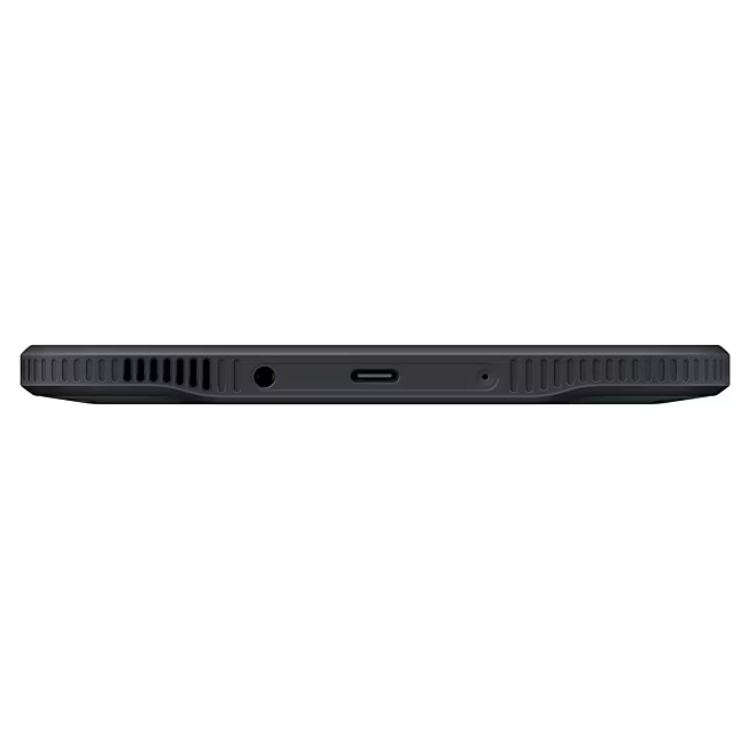 Tablet Samsung Tab Active 5 X300 lateral preto com entradas USB e outros detalhes.