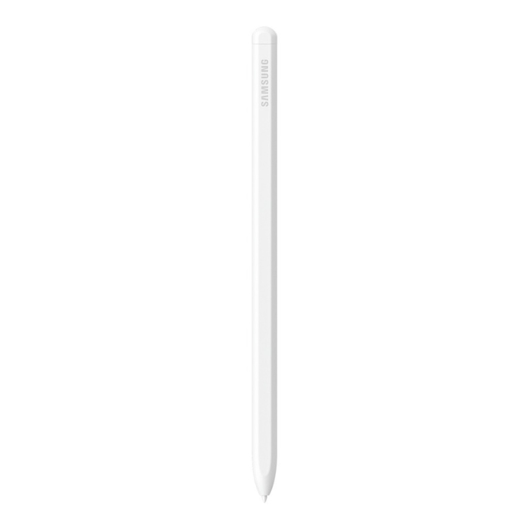 Caneta stylus Samsung branca com a marca SAMSUNG.