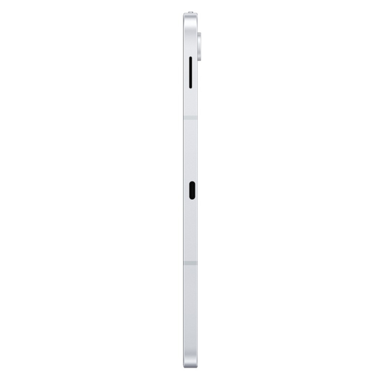 Tablet Samsung Galaxy Tab S10 Lite X400 prata, lado direito com câmaras e entradas.