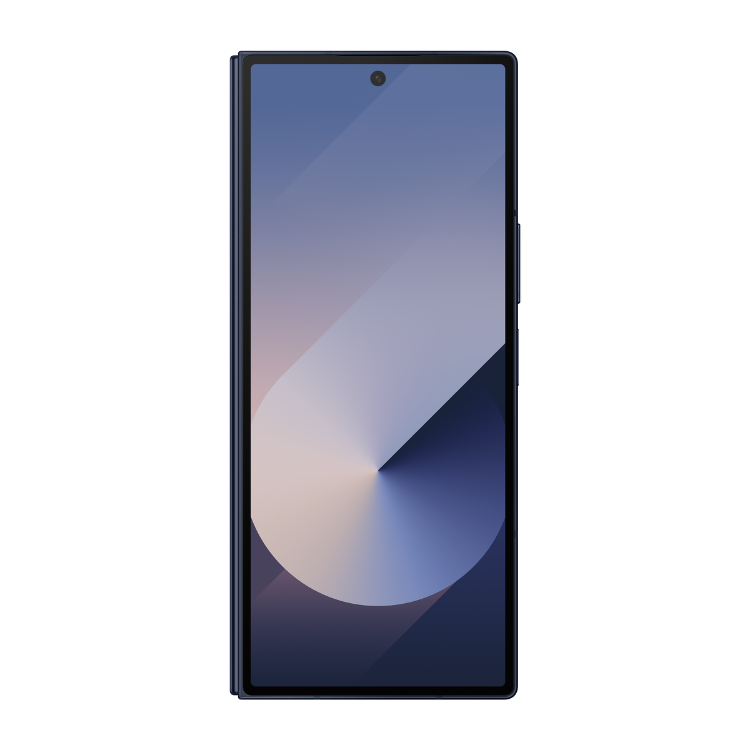 Samsung Galaxy Z Fold6 5G, smartphone dobrável azul escuro, ecrã grande e fino.