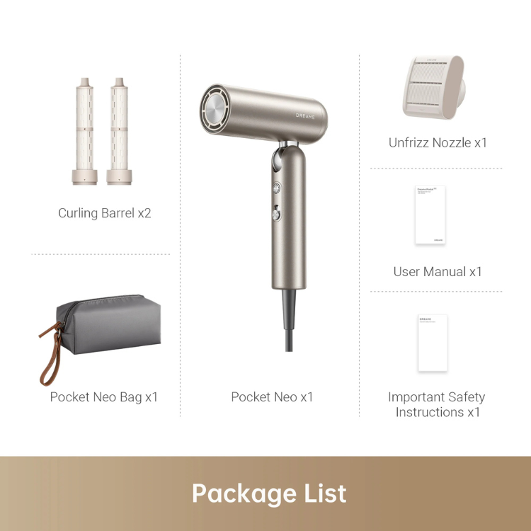 Secador e Modelador de Cabelo Dreame Pocket Neo 1300W Dourado