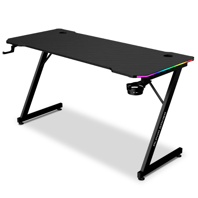Secretária Gaming Alpha Gamer Gemina RGB 140cm Preto