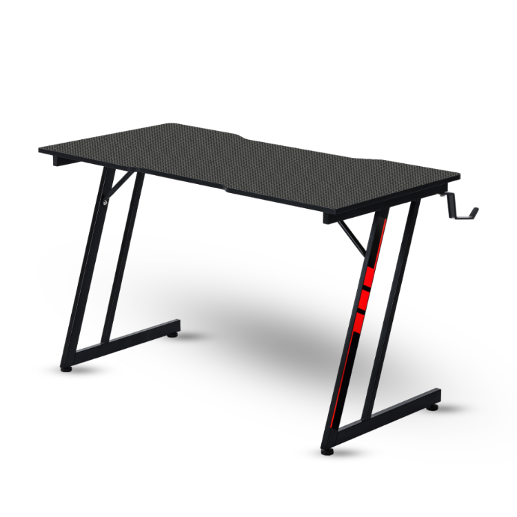 Black gaming desk, Napofix Zeti, 120x60cm, red accents, carbon texture top.