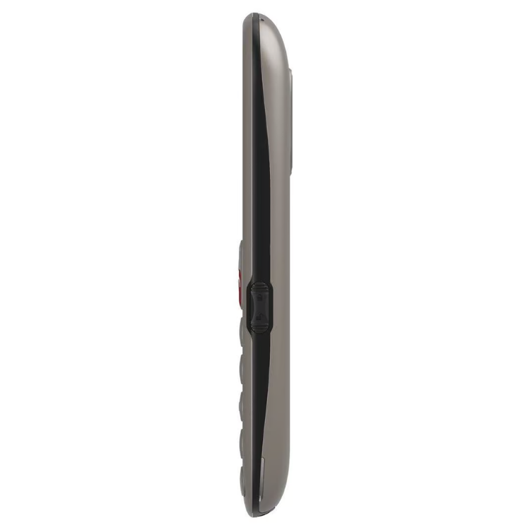 Telemóvel Gigaset GL395 prateado, formato em barra e teclas grandes.