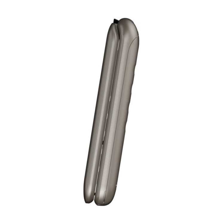 Telemóvel sénior Gigaset GL595 prateado, com ecrã 2.8 polegadas, face frontal virada para o canto inferior esquerdo.