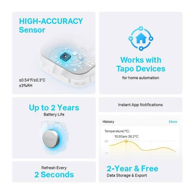 Sensor Inteligente de Temperatura e Humidade TP-Link Tapo T310 Branco
