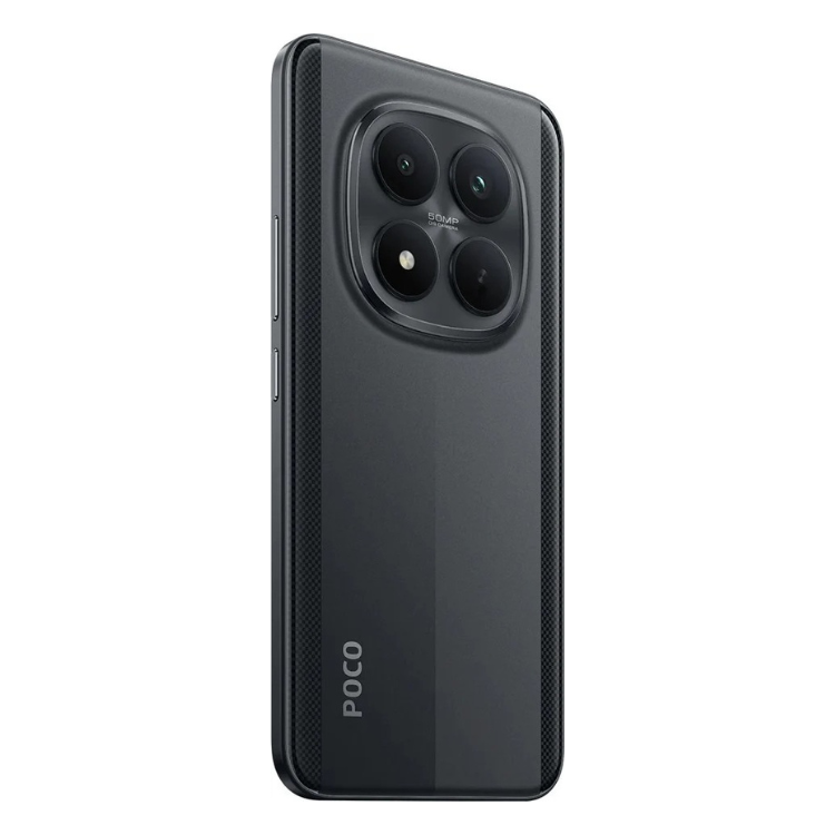 Smartphone POCO M8 Pro 5G preto com quatro câmeras traseiras.